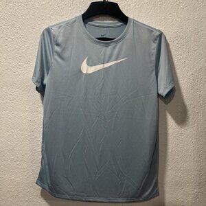 New Nike Dri Fit Blue Swoosh Tshirt Tee Jrs M Womens Small Casual School